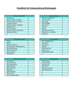 Checkliste für Erstausstattung Wohnwagen