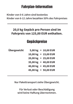Fahrplan-Information Gepäckpreise