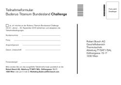 Teilnahmeformular. Buderus Titanium Bundesland Challenge