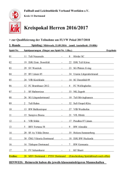 Kreis-Pokal. 2. Runde - FLVW