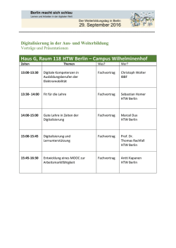 Haus G, Raum 118 HTW Berlin &ndash; Campus Wilhelminenhof