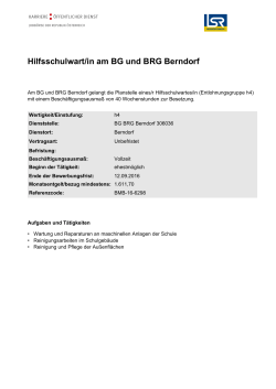 Hilfsschulwart/in am BG und BRG Berndorf