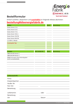 Bestellformular - SENEC Vertrieb Deutschland Südost
