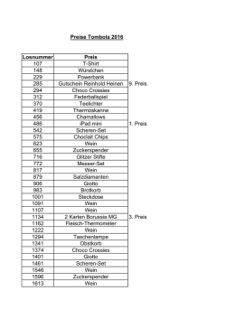 Preise der Wiesenfest-Tombola 2016