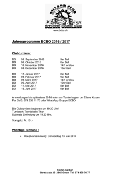 Jahresprogramm BCBO 2016 / 2017