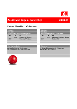 20-09-2016 Zusätzliche Züge Zweite Bundesliga VfL Bochum
