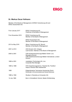 Curriculum vitae Dr. Markus Oscar Hofmann