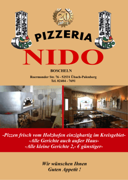 Speisekarte - Pizzeria Nido in Boscheln