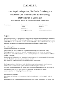 Homologationsingenieur/-in f&uuml;r die Erstellung von