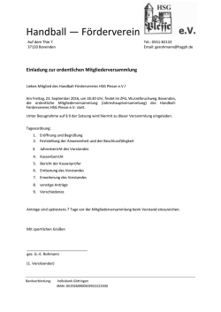 Handball &mdash; F&ouml;rderverein - HSG Plesse