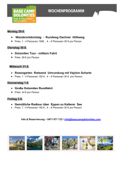 Wochenprogramm 29.8. - Base Camp Dolomites