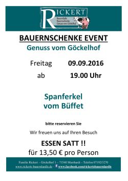 vom Büffet BAUERNSCHENKE EVENT Spanferkel