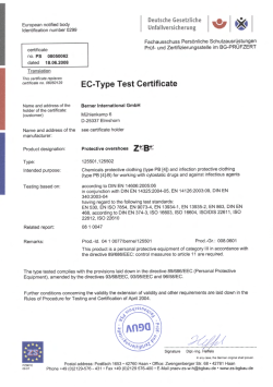 EC-Type Test Certificate Protective overshoes Z Plus