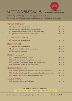 Dienstag bis Freitag - Restaurant Asia Ratskeller