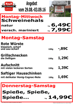 Wochenangebot - Metzgerei Knoll