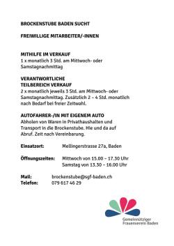 INNEN MITHILFE IM VERKAUF 1 x monatlich 3 Std - sgf
