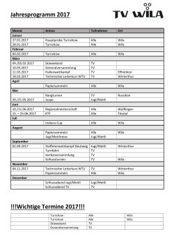 Jahresprogramm 2017 !!!Wichtige Termine 2017!!!