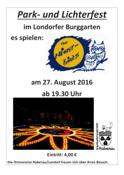 PLakat Lichterfest 2016 - Verkehrsverein Rabenau