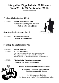 Königsthal-Pippelsdorfer Zeltkirmes Vom 23. bis 25. September 2016