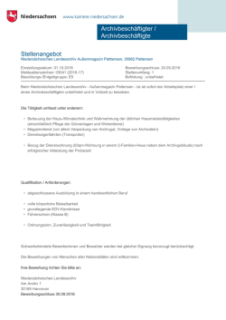 Stellenangebot Archivbeschäftigter / Archivbeschäftigte