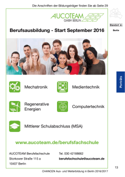Berufsausbildung - Start September 2016