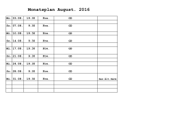 Monatsplan August. 2016