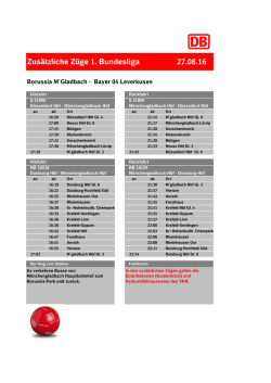 Zusätzliche Züge 1. Bundesliga 27.08.16