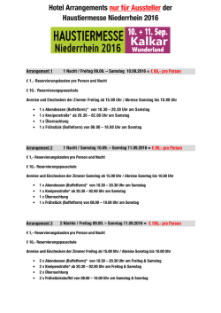 Hotel Arrangements f&uuml;r Aussteller