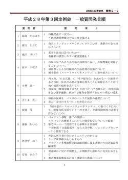 資料2-3 一般質問発言順質問事項 （PDF形式 212.3KB）