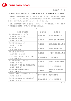 公益信託「ちばぎんハートフル福祉基金」の第 7 回助成金
