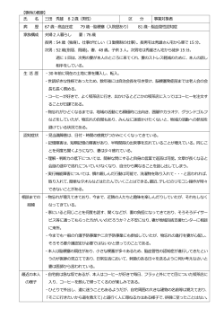 【事例の概要】 氏 名 三田 秀雄 82歳（男性） 区 分 事業対象者 病 歴 67