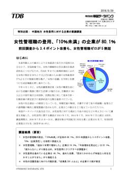 中国地方 女性登用に対する企業の意識調査