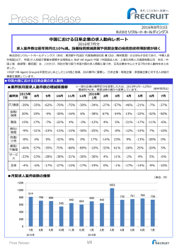 中国における日系企業の求人動向レポート 2016年7月分