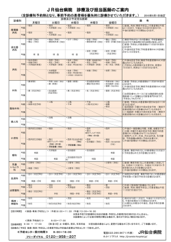 JR仙台病院 診療及び担当医師のご案内 JR仙台病院