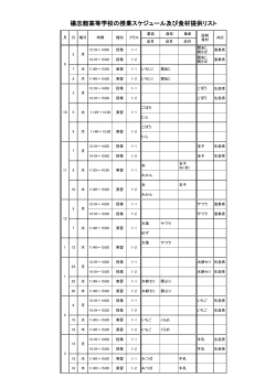楊志館高等学校の授業スケジュール及び食材提供リスト
