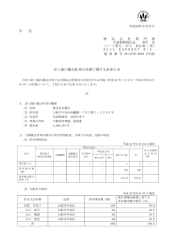 非上場の親会社等の決算に関するお知らせ