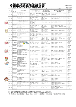 予算や食材料の納入の関係で献立が変更になることがあります。ご了承