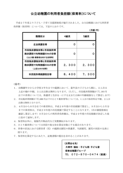 公立幼稚園の利用者負担額（保育料）について