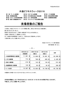 来場者数のご報告 - 外食ビジネスウィーク2016