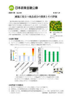 減塩に役立つ食品成分の探索とその評価