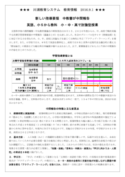 川浦教育システム 教育情報 2016.9.1 新しい指導要領 中教審が中間