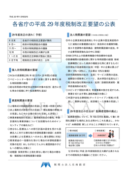 各省庁の平成 29 年度税制改正要望の公表