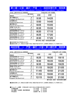 茅ヶ崎・辻堂・藤沢・戸塚 &rarr; 成田空港行き 時刻表 5:35 14:25 5:50 14