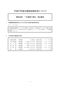 平成27年度の租税収納状況について