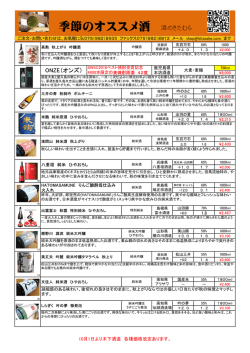 季節のオススメ酒 酒のきたむら