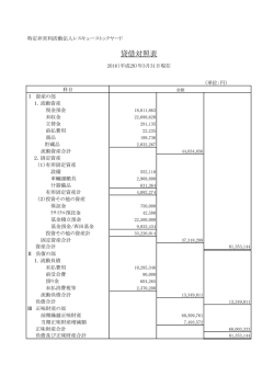 貸借対照表 - NPO法人 レスキューストックヤード(RSY)