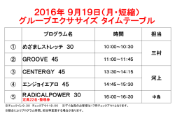 プログラム名 時間 担当 ① めざましストレッチ 30 ② GROOVE 45 ③