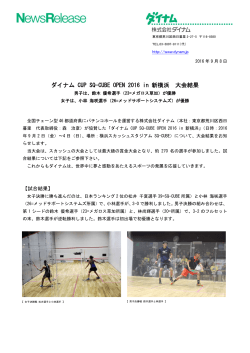【 ニュース 】ダイナム CUP SQ-CUBE OPEN 2016 in 新横浜 大会結果