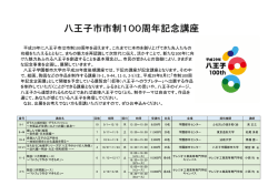 八王子市市制100周年記念講座 - 八王子市学園都市文化ふれあい財団