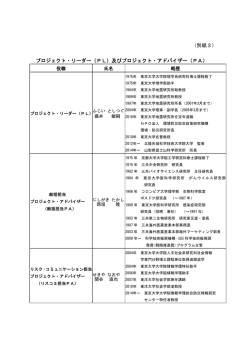 （別紙3） プロジェクト・リーダー（PL）及びプロジェクト・アドバイザー（PA）